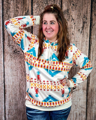 Copperline Aztec Hoodie in Cream – Apparel from Bronco Western Supply Co.