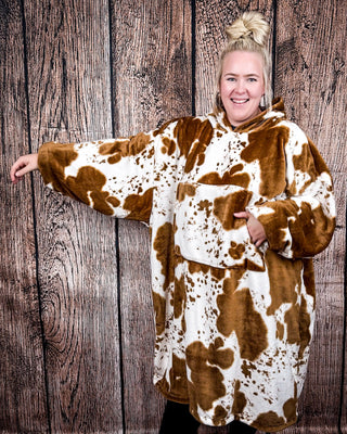 Cow Print Hooded Blanket – Gift Items from Bronco Western Supply Co.