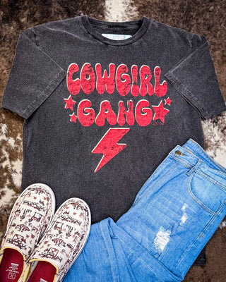 Cowgirl Gang Vintage Graphic Tee - Black Acid Wash – Apparel from Bronco Western Supply Co.