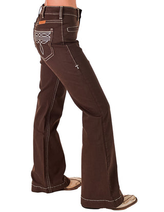 Cowgirl Tuff - Brown Boot Stitch High - Rise Trouser Jeans – Apparel from Bronco Western Supply Co.