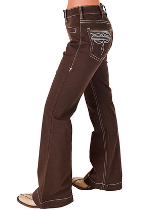 Cowgirl Tuff - Brown Boot Stitch High - Rise Trouser Jeans – Apparel from Bronco Western Supply Co.