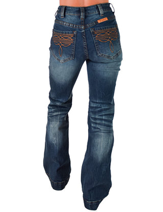 Cowgirl Tuff - Brown Western Boot Stitch High-Rise Trouser Jeans – Apparel from Bronco Western Supply Co.
