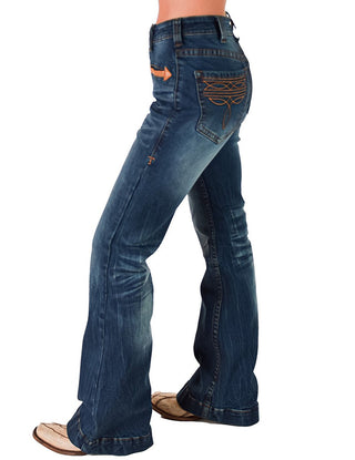 Cowgirl Tuff - Brown Western Boot Stitch High-Rise Trouser Jeans – Apparel from Bronco Western Supply Co.