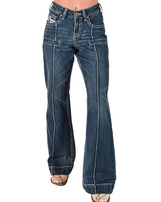 Cowgirl Tuff - DFMI Wide Leg Trouser Jeans – High Waist Medium Wash Denim - Apparel - Cowgirl Tuff Company - Bronco Western Supply Co.