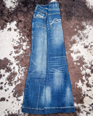 Cowgirl Tuff - DFMI Wide Leg Trouser Jeans – High Waist Medium Wash Denim – Apparel from Bronco Western Supply Co.