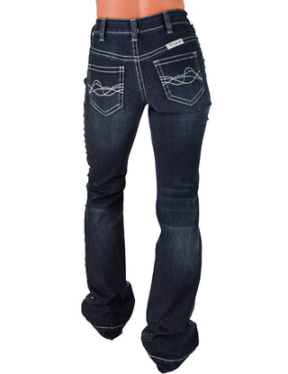 Cowgirl Tuff - Grand Entry Jeans – Crystal Studded Dark Wash Trouser Denim – Apparel from Bronco Western Supply Co.
