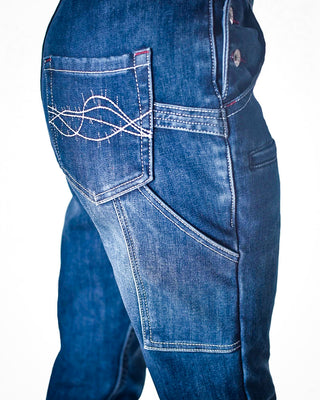 Double Down Flannel Lined Bib Overalls in Dark Wash by Cowgirl Tuff