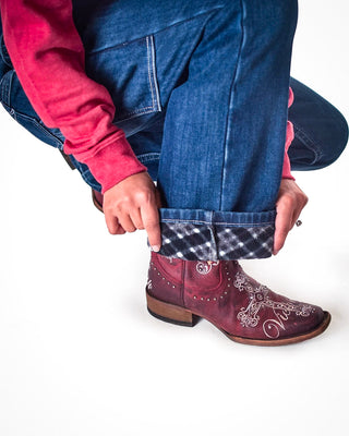 Double Down Flannel Lined Bib Overalls in Dark Wash by Cowgirl Tuff