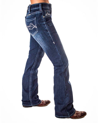 Double Down Flannel Lined Bootcut Jeans in Dark Wash by Cowgirl Tuff