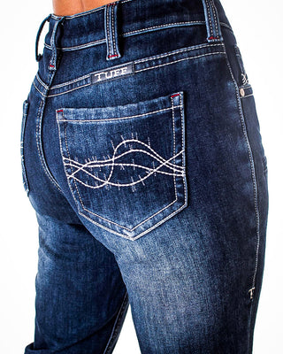Double Down Flannel Lined Bootcut Jeans in Dark Wash by Cowgirl Tuff