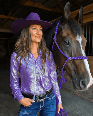 Cowgirl Tuff Lavender Glitz and Grit Pullover Button Up – Apparel from Bronco Western Supply Co.