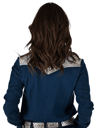 Cowgirl Tuff Prescott Pearl Snap – Denim Button Up with Boot Stitch Embroidery – Apparel from Bronco Western Supply Co.