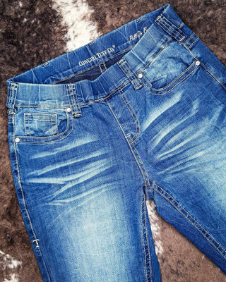 Cowgirl Tuff - Pull - On Buck’n Bronc Trouser Jeans – Natural Waist Medium Wash – Apparel from Bronco Western Supply Co.