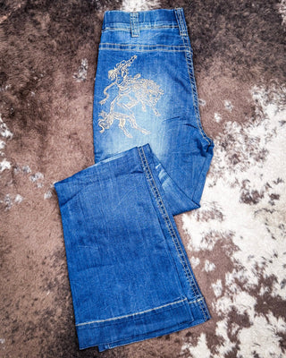 Cowgirl Tuff - Pull - On Buck’n Bronc Trouser Jeans – Natural Waist Medium Wash – Apparel from Bronco Western Supply Co.