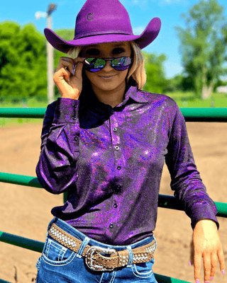Cowgirl Tuff Purple Oil Iridescent Pullover Button Up – Apparel from Bronco Western Supply Co.