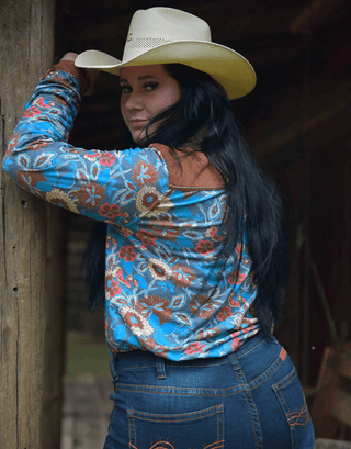 Cowgirl Tuff Ranch Ready Pullover Button Up with Brown Suede – Apparel from Bronco Western Supply Co.