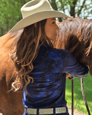 Cowgirl Tuff Royal Blue Oil Iridescent Pullover Button Up – Apparel from Bronco Western Supply Co.