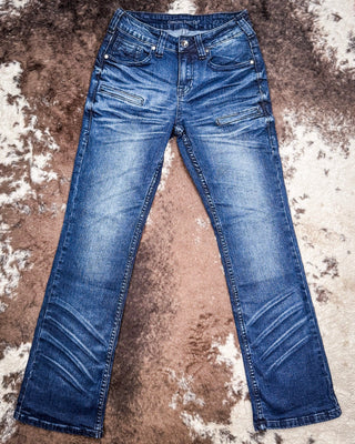 Cowgirl Tuff - Sapphire Delux Bootcut Jeans – Deep Blue Natural Waist Denim – Apparel from Bronco Western Supply Co.