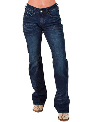 Cowgirl Tuff - Sapphire Delux Bootcut Jeans – Deep Blue Natural Waist Denim – Apparel from Bronco Western Supply Co.