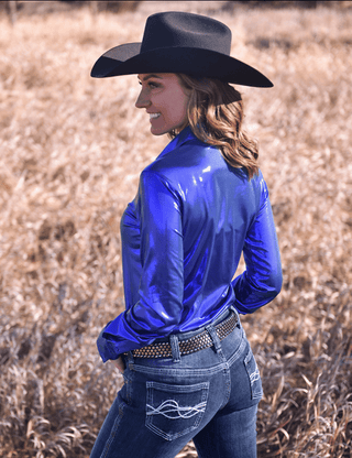 Cowgirl Tuff Sapphire Sky Pullover Button Up in Deep Blue – Apparel from Bronco Western Supply Co.