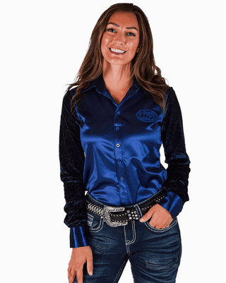 Cowgirl Tuff Sapphire Velvet Pullover Button Up – Apparel from Bronco Western Supply Co.