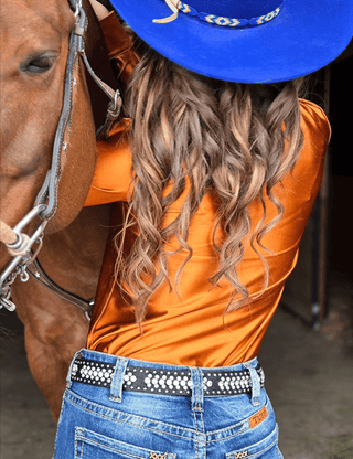 Cowgirl Tuff Satin Hustle Pullover Button Up in Copper – Apparel from Bronco Western Supply Co.