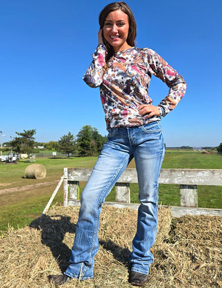 Cowgirl Tuff - Tuff Competitor Mid - Rise Bootcut Jeans – Medium Wash with Triple Stitch Detail - Apparel - Cowgirl Tuff Company - Bronco Western Supply Co.