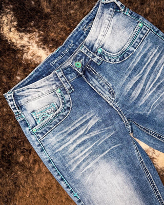 Cowgirl Tuff Turquoise DFMI Bootcut Jeans – Apparel from Bronco Western Supply Co.