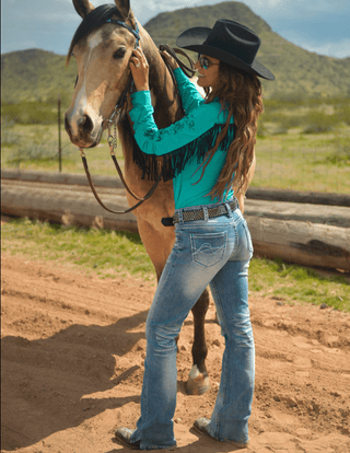 Cowgirl Tuff Turquoise DFMI Bootcut Jeans – Apparel from Bronco Western Supply Co.