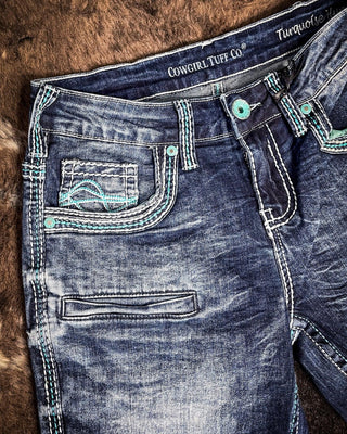 Cowgirl Tuff Turquoise Hurricane Bootcut Jeans – Apparel from Bronco Western Supply Co.