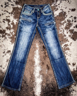 Cowgirl Tuff Turquoise Hurricane Bootcut Jeans – Apparel from Bronco Western Supply Co.