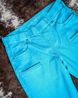 Cowgirl Tuff Turquoise Pull - On Trouser Jeans - Apparel - Cowgirl Tuff Company - Bronco Western Supply Co.