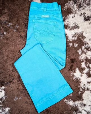 Cowgirl Tuff Turquoise Pull - On Trouser Jeans – Apparel from Bronco Western Supply Co.