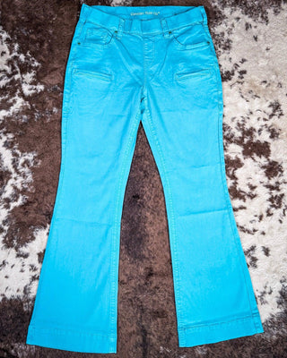 Cowgirl Tuff Turquoise Pull - On Trouser Jeans – Apparel from Bronco Western Supply Co.