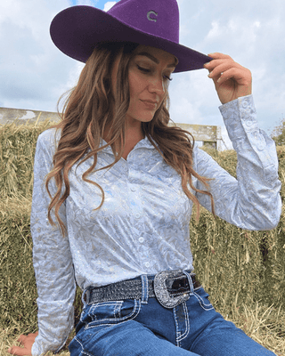 Cowgirl Tuff White and Silver Starlight Shatter Pullover Button Up – Apparel from Bronco Western Supply Co.