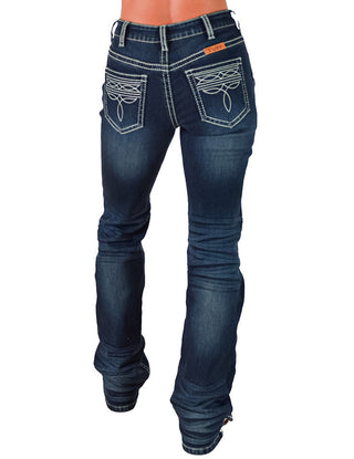 Cowgirl Tuff - White Boot Stitch Flannel - Lined Jeans – Natural Waist Bootcut – Apparel from Bronco Western Supply Co.