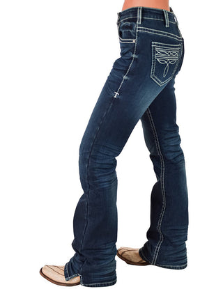 Cowgirl Tuff - White Boot Stitch Flannel - Lined Jeans – Natural Waist Bootcut – Apparel from Bronco Western Supply Co.