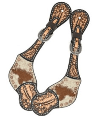 Cowhide and Brass Accent Ladies Spur Straps – Spur Straps from Bronco Western Supply Co.