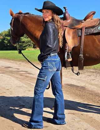 Crystal Rocks Natural Waist Trouser Jeans by Cowgirl Tuff – Apparel from Bronco Western Supply Co.