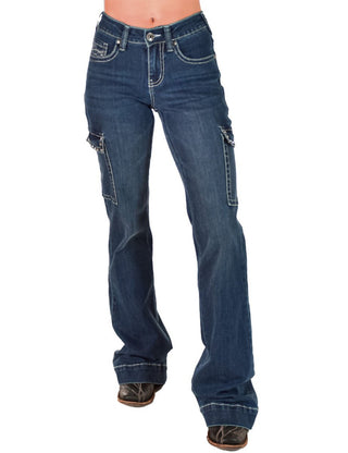Crystal Rocks Natural Waist Trouser Jeans by Cowgirl Tuff – Apparel from Bronco Western Supply Co.