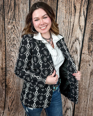 Cypress Ridge Southwestern Blazer in Black by Lucky and Blessed – Apparel from Bronco Western Supply Co.