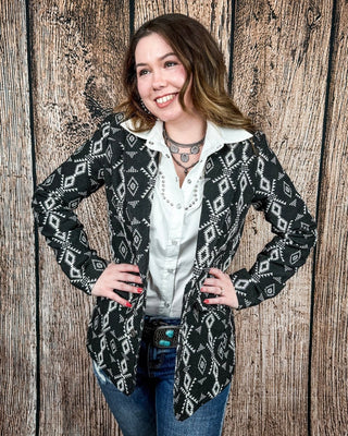 Cypress Ridge Southwestern Blazer in Black by Lucky and Blessed – Apparel from Bronco Western Supply Co.
