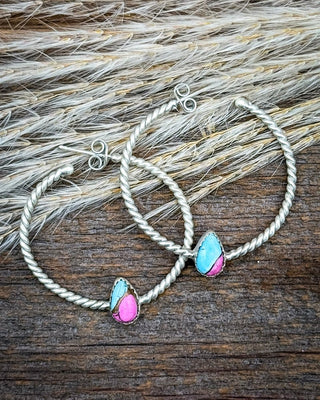 Dahlia Cotton Candy Sterling Silver Hoop Earrings – Jewelry from Bronco Western Supply Co.