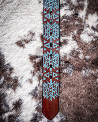 Dakota - Brown and Turquoise Aztec Hooey Belt – Apparel from Bronco Western Supply Co.