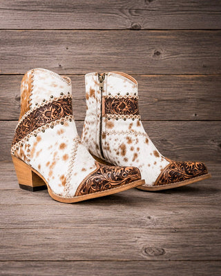 Darcy Ridge Hair-On Hide Booties in Brown by Myra Bag – Women's Shoes from Bronco Western Supply Co.