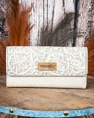 Delaney Tooled Wristlet Wallet in Tan by Wrangler – Purses & Wallets from Bronco Western Supply Co.