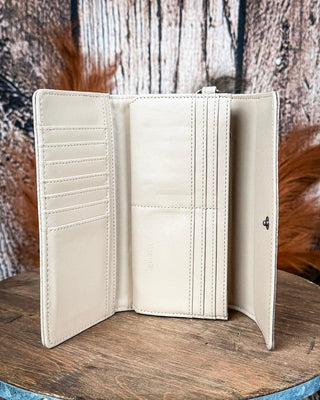 Delaney Tooled Wristlet Wallet in Tan by Wrangler – Purses & Wallets from Bronco Western Supply Co.