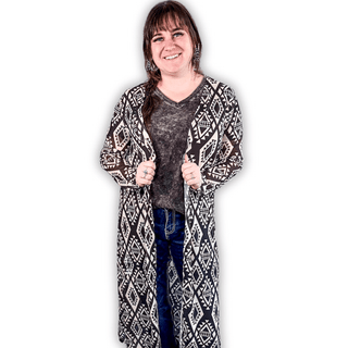 Delta Black and Ivory Aztec Long Sleeve Mesh Duster – Apparel from Bronco Western Supply Co.