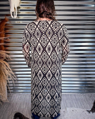 Delta Black and Ivory Aztec Long Sleeve Mesh Duster – Apparel from Bronco Western Supply Co.