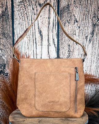 Desert Bloom Tooled Hairon Shoulder Bag in Brown by Trinity Ranch – Purses & Wallets from Bronco Western Supply Co.